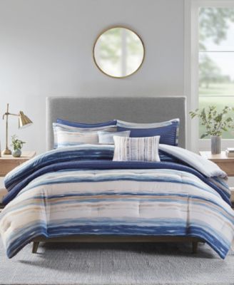 Marina Printed Seersucker 8-Pc. Comforter and Coverlet Set, King/California King