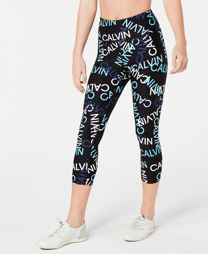 Calvin Klein Logo-Print High-Waist Cropped Leggings - Macy's