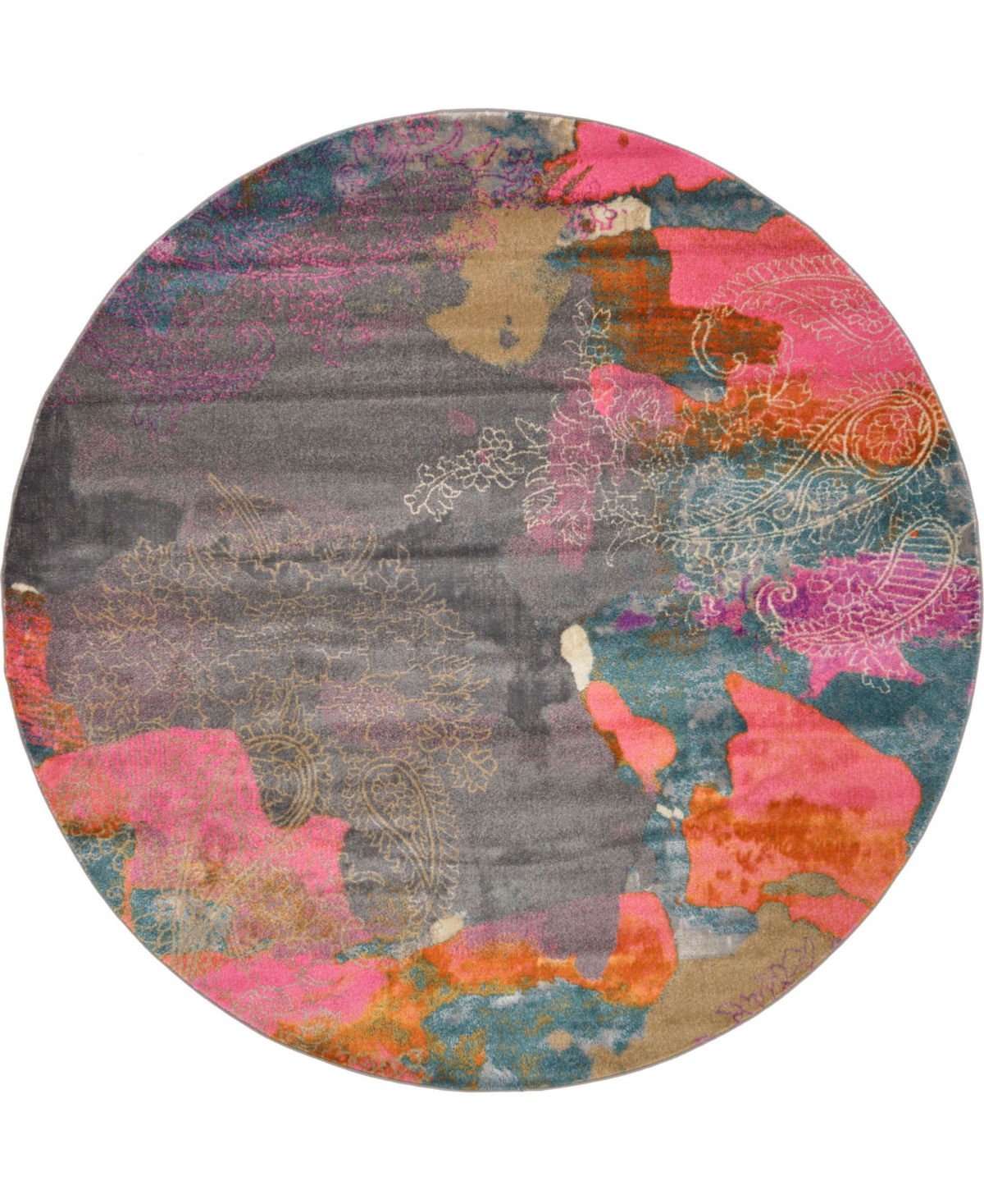 Bayshore Home Aroa Aro7 Gray 8' x 8' Round Area Rug - Gray