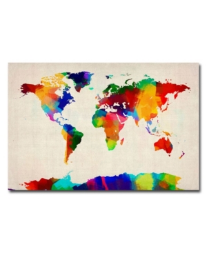 Trademark Global Michael Tompsett 'sponge Painting World Map' Canvas Art In Multi