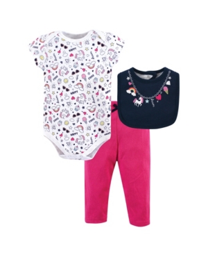 Little Treasure Baby Bodysuit Pant and Bib 3 Piece Set