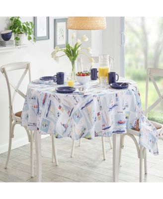 Elrene - Sail Away Stain Resistant Indoor Outdoor 70" Round Tablecloth