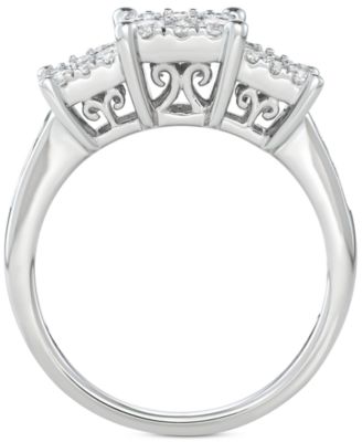 Diamond Princess Triple Halo Engagement Ring (3/4 ct. t.w.) in 14k White, Yellow or Rose Gold