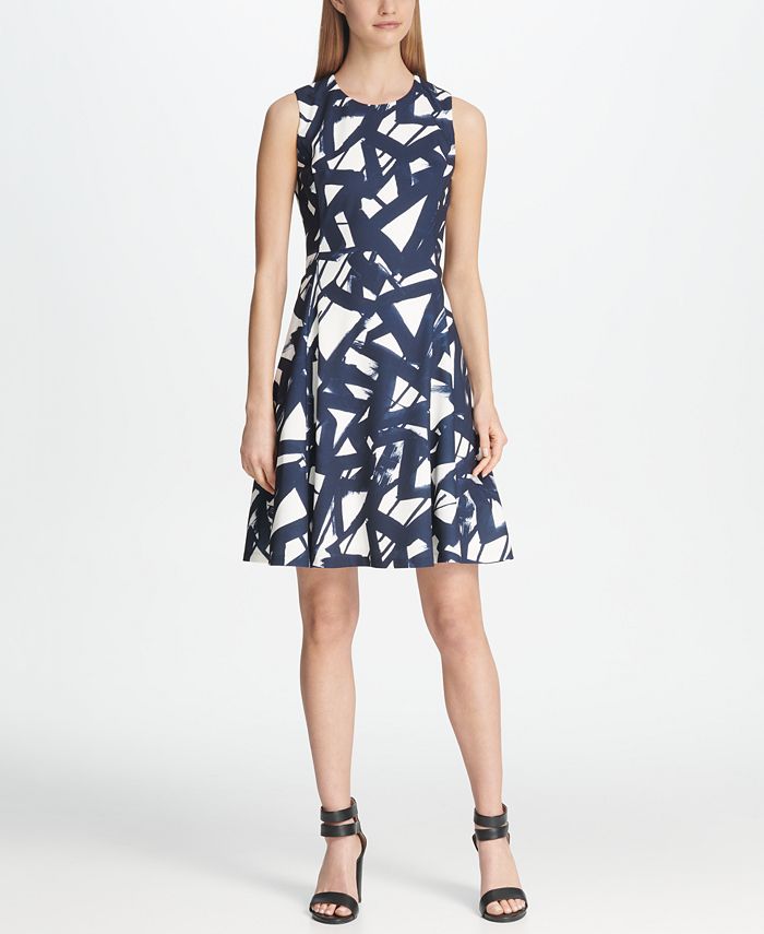 DKNY Graphic Print Fit & Flare Dress Macy's