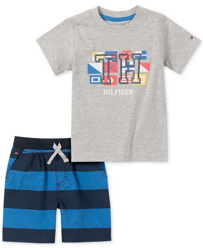 Tommy Hilfiger Baby Boys 2-Pc. Logo T-Shirt & Striped Shorts Set ...