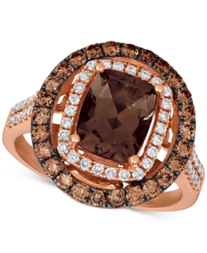 image of Le Vian Chocolate Quartz (1-9/10 ct. t.w.), Nude Diamonds (1/3 ct. t.w.) and Chocolate Diamonds (5/8 ct. t.w.) Statement Ring set in 14k Rose Gold