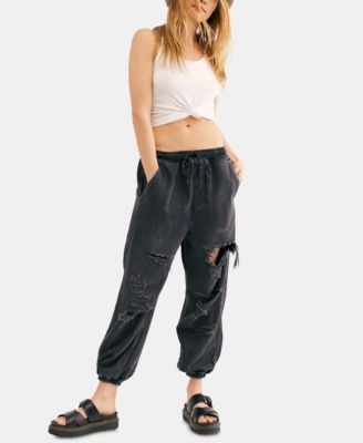 ripped jean joggers womens