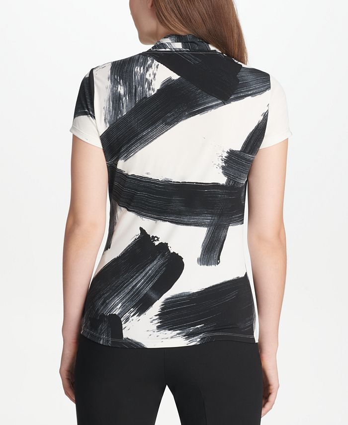 DKNY Printed Side-Ruched Top - Macy's