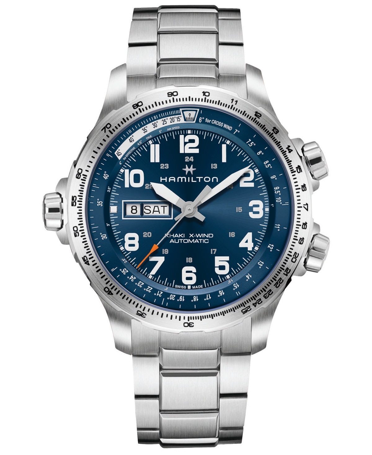 Hamilton Men's Swiss Khaki X-wind Aviation Stainless Steel Bracelet Watch 45mm