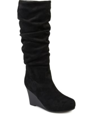 Journee Collection Women s Haze Wide Calf Rouched Knee High Wedge Boots Macy s