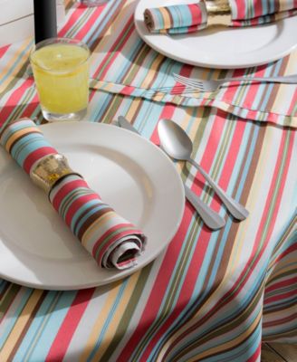 Summer Stripe Outdoor Tablecloth with Zipper 52" Round