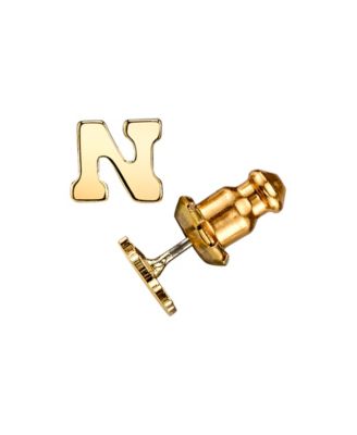 14K Gold-Dipped Initial Button Earrings