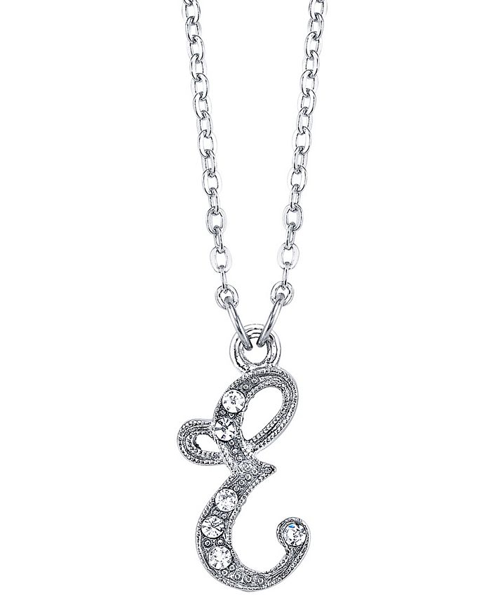 2028 Silver-Tone Crystal Initial Necklace 16