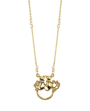 image of 2028 Gold-Tone Simulated Pearl Crystal Double Cat Eyeglass/Badge Holder 28