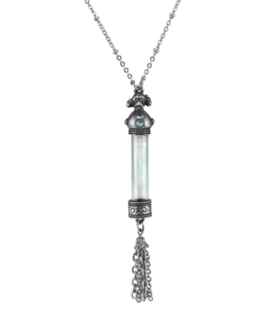 image of 2028 Pewter Blue Crystal Dog Vial with Tassle Necklace 30
