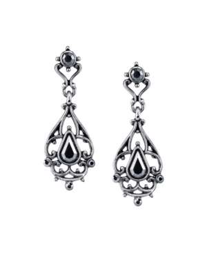 image of Downton Abbey Silver-Tone Hematite Color Drop Earrings