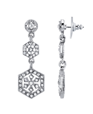 image of Downton Abbey Silver-Tone Crystal Linear Post Drop Earrings