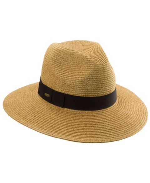 Женские головные уборы Scala Paper Braid Fedora With Ribbon, цвет: Toast