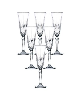 Melodia Collection Crystal Champagne Flutes, Set of 6