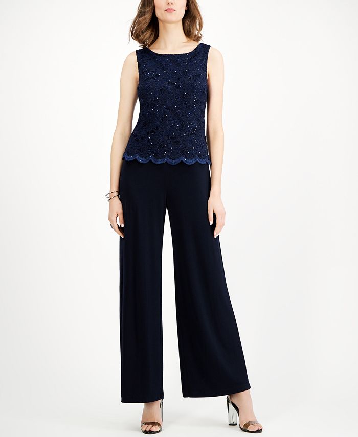 Macy's navy blue jumpsuit new arrivals