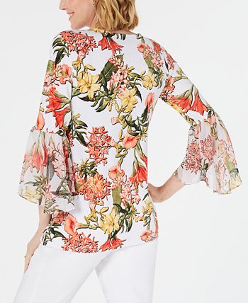 JM Collection Chiffon Bell-Sleeve Top, Created for Macy's & Reviews ...