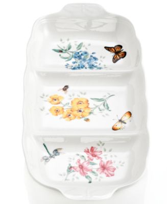 Lenox Butterfly Meadow Porcelain Three-Part Divided Server - Macy's