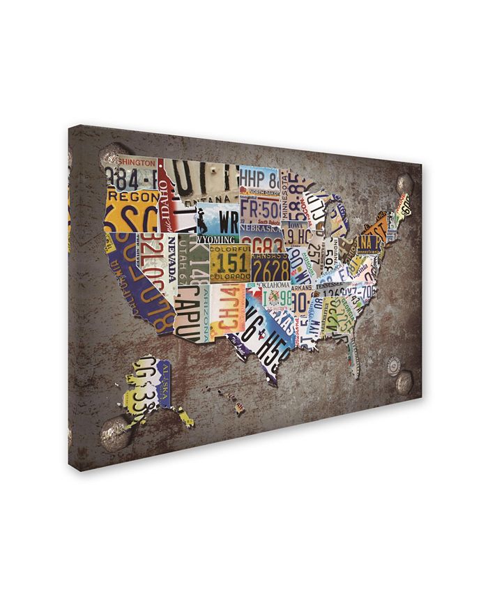 Trademark Global Masters Fine Art 'USA License Plate Map on Metal ...