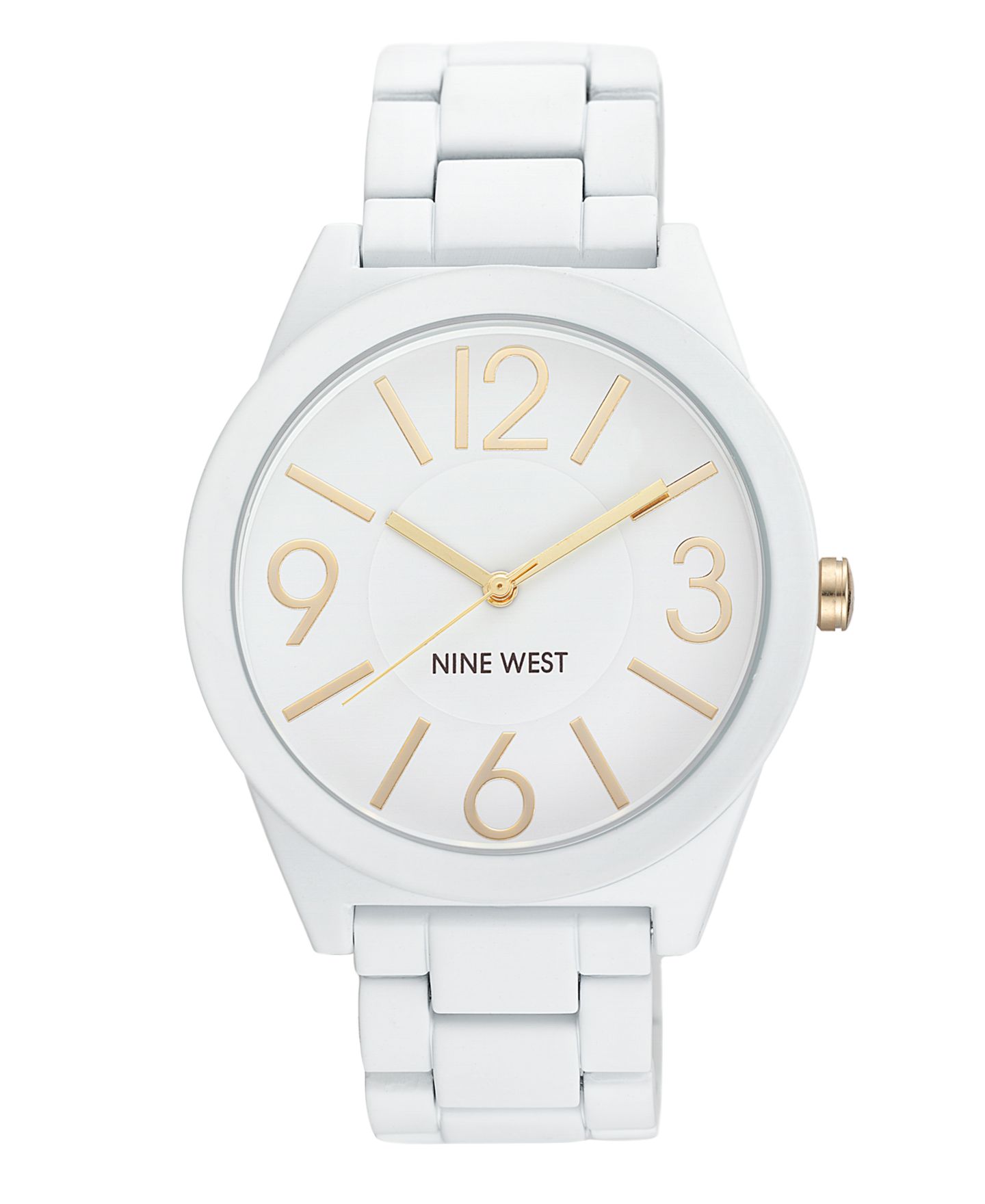 Женские часы Nine West Quartz Matte White Alloy Link Bracelet Watch, 42mm — фото 1