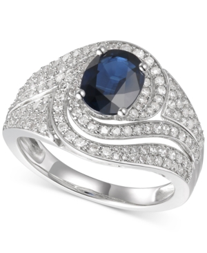 image of Sapphire (1-1/3 ct. t.w.) & Diamond (3/4 ct. t.w.) Statement Ring in 14k Gold(Also Available In Certified Ruby)
