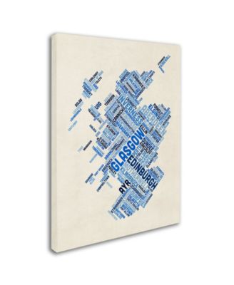 Trademark Global Michael Tompsett 'Scotland Typography Text Map 5' Canvas Art - 14" x 19"