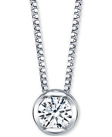 Sirena Diamond Bezel Solitaire 18" Pendant Necklace (1/10 ct. t.w.) in 14k White Gold