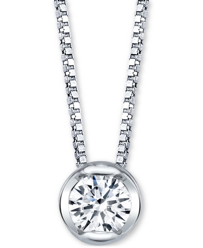 Sirena Diamond Bezel Solitaire 18" Pendant Necklace (1/10 ct. t.w.) in