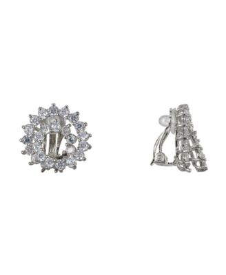 Nina - Cubic Zirconia Swirl Clip Earrings