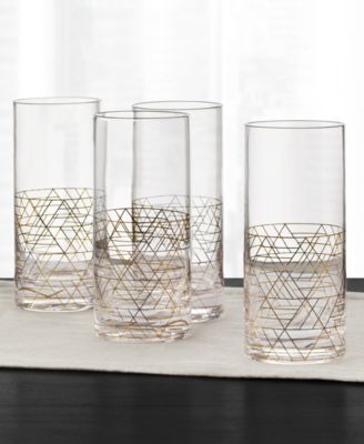 Gold Decal Highball Glasses, Set of 4, Created for Macy's