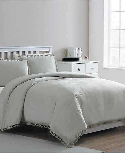 Vcny Home Giselle Velvet Tassel 2 Pc Twin Xl Duvet Cover Set