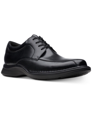 image of Clarks Men-s Kempton Run Black Leather Dress Casual Lace-Up Shoes Men-s Shoes