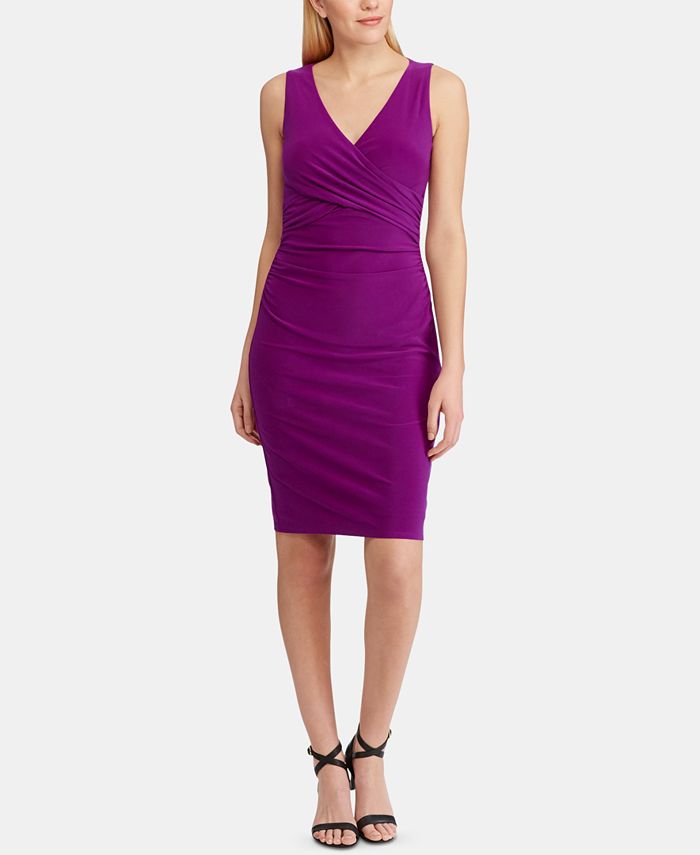 Lauren Ralph Lauren Ruched Sleeveless Jersey Dress, Regular & Petite Sizes  & Reviews - Dresses - Women - Macy's