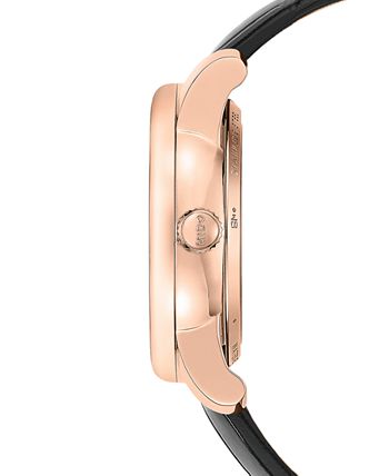 Mido - Women's Swiss Automatic Baroncelli Black Leather Strap Watch 33mm