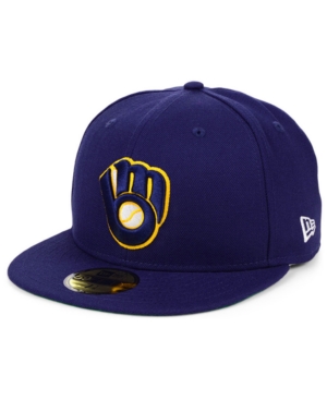 New Era Milwaukee Brewers Authentic Collection 59fifty Fitted Cap In Navy/navy