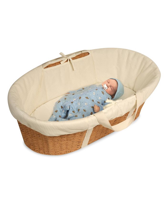Badger Basket Unisex WickerLook Woven Baby Moses Basket With Bedding