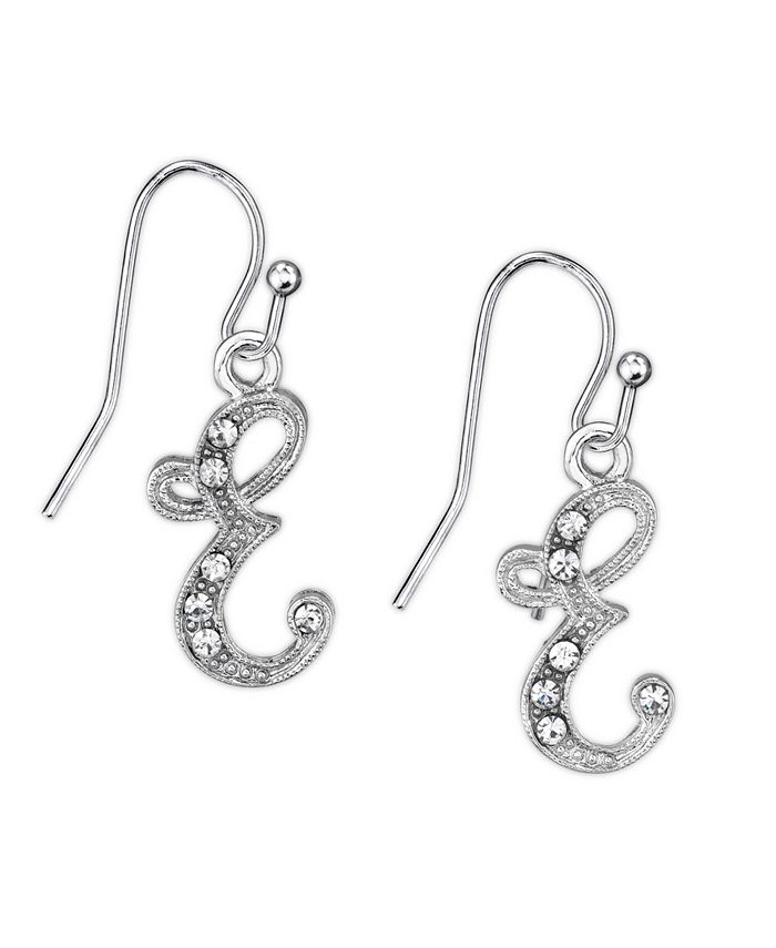 2028 Silver Tone Crystal Initial Wire Earring - Macy's