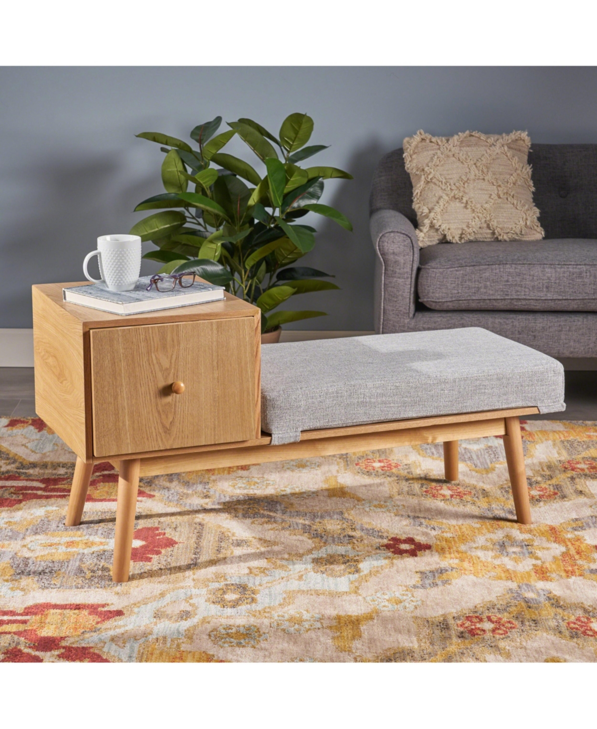Noble House Ilya Storage Bench In Grey