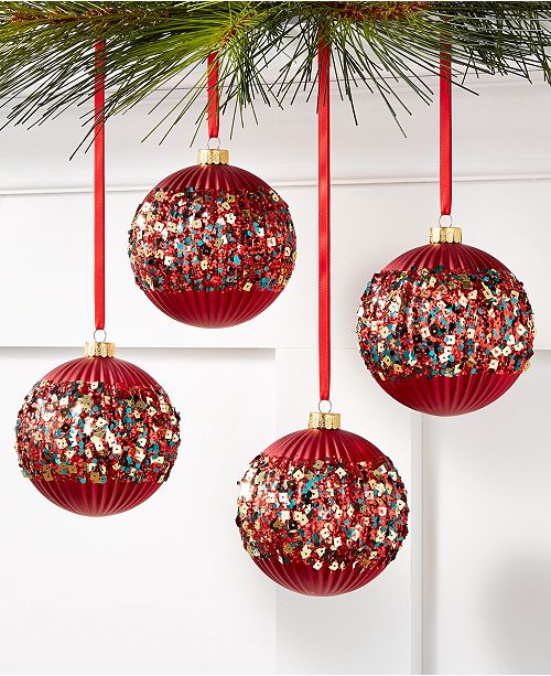 Holiday Lane Christmas Cheer Shatterproof Red Sequin Ornaments