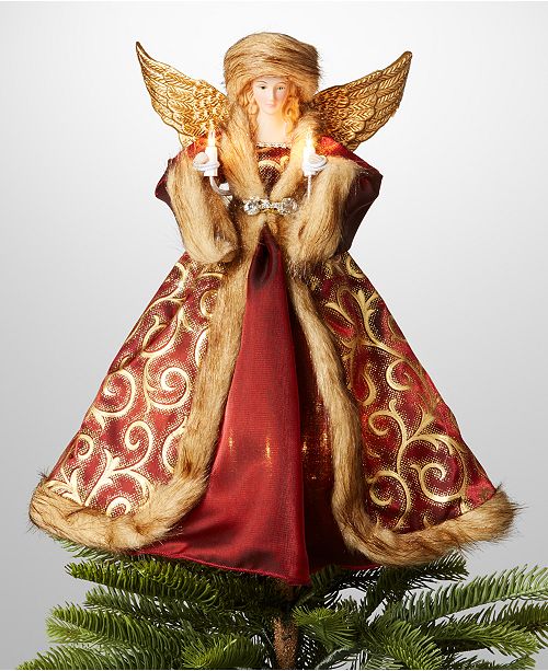 Holiday Lane 14 Porcelain Polyester Angel In Red Dress Hat