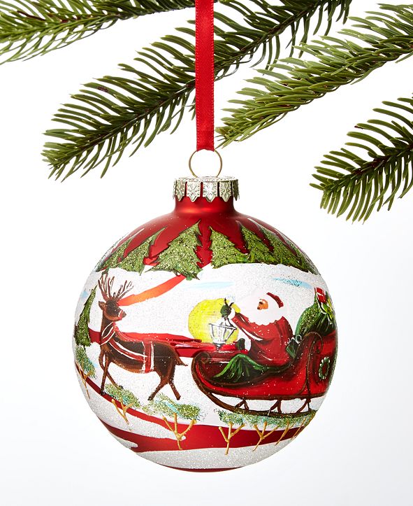 Holiday Lane Santa's Favorites Santa Red Ball Ornament, Created for
