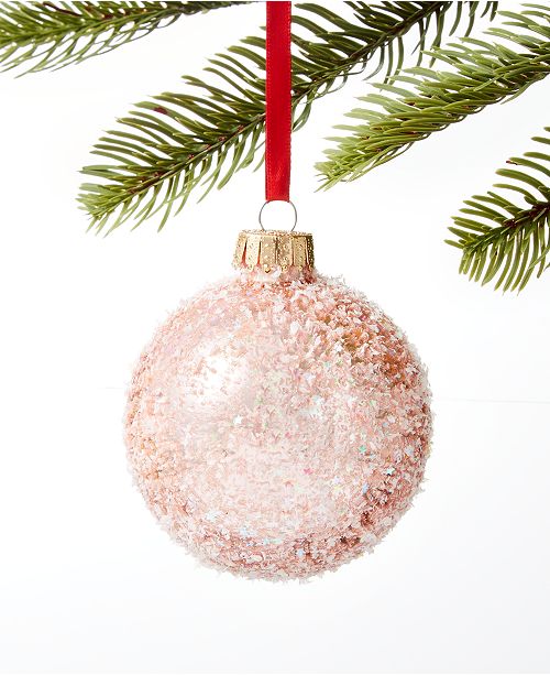 Holiday Lane Shimmer Light Pink Glitter Ball Ornament Created