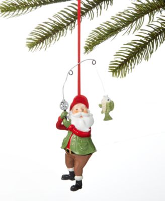 Holiday Lane - Lodge Santa Fishing Ornament