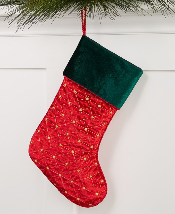 Holiday Lane Red and Green Stocking, Created for Macy's Macy's