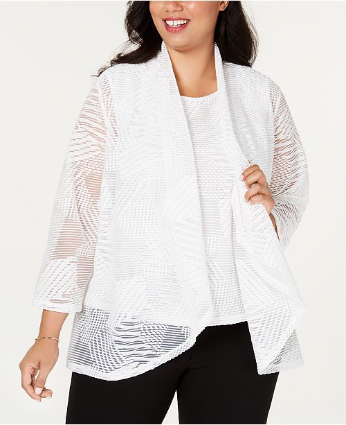 Kasper Plus Size Sheer Cardigan Reviews Jackets Blazers