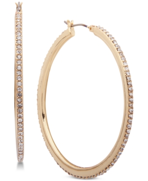 image of Dkny Gold-Tone Crystal Pave Medium Medium Hoop Earrings